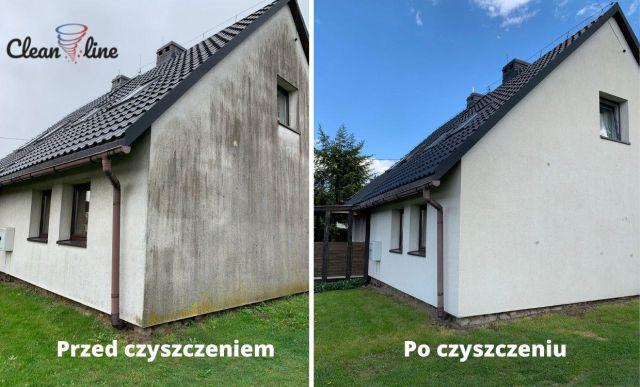 czyszczenie elewacji Katowice - efekt przed i po czyszczeniu elewacji